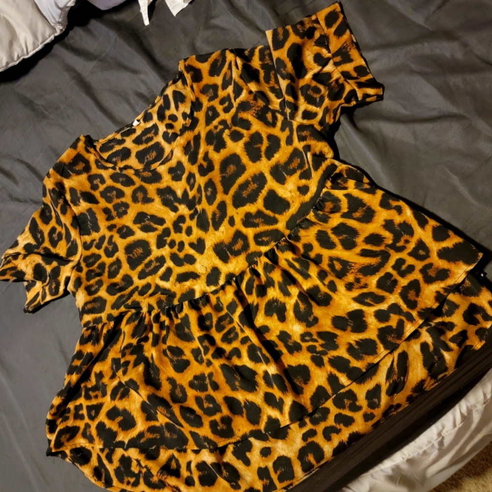 High Low Cheetah Print Blouse